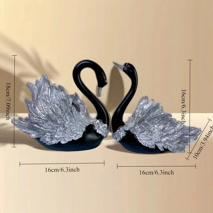 Couple Swan Sculpture Set