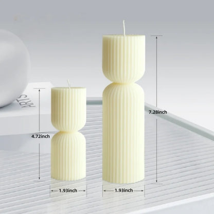 Large Ribbed Soy Wax Candle – Decorative Aromatherapy Pillar
