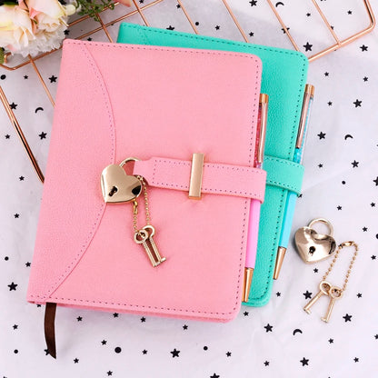 Heart Lock Secret Diary – B6 Leather Journal