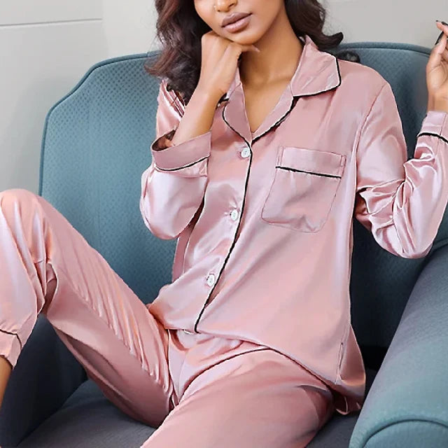 Plus Size Satin Pajama Set
