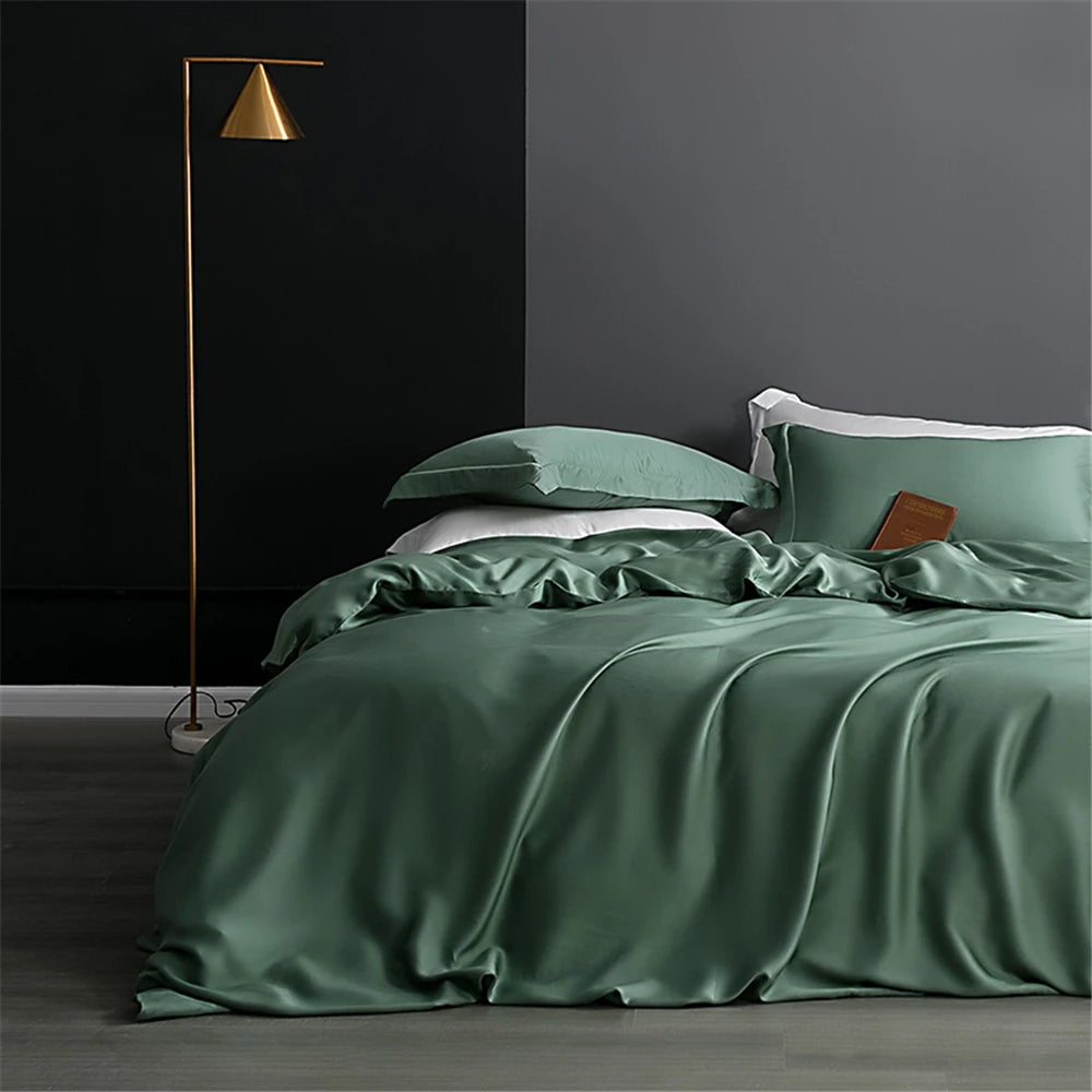 Sondeson 100% Silk Dark Blue Bedding Set – Queen & King