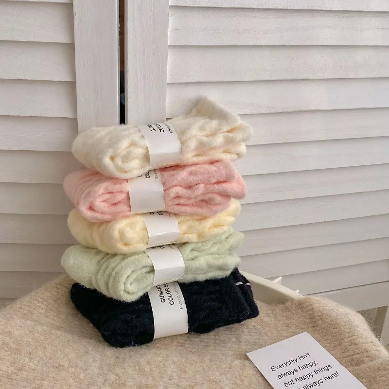 10 Pairs Women’s Plush Fried Dough Twist Socks – Autumn & Winter