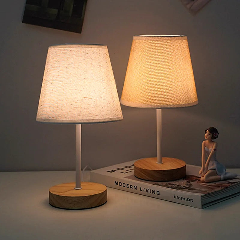 Solid Wood USB Desk Lamp – LED Bedside Night Light