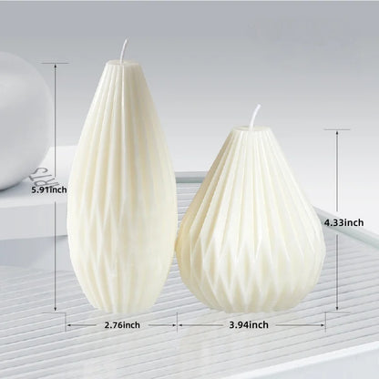 Large Ribbed Soy Wax Candle – Decorative Aromatherapy Pillar