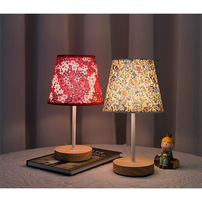 Solid Wood USB Desk Lamp – LED Bedside Night Light