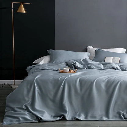 Sondeson 100% Silk Dark Blue Bedding Set – Queen & King