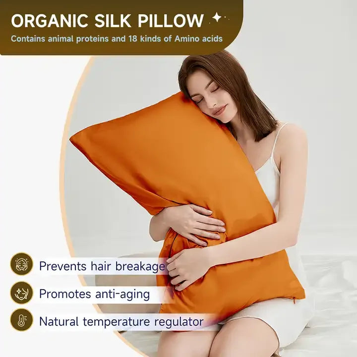 100% Mulberry Silk Pillowcase – 19 Momme, Hidden Zipper