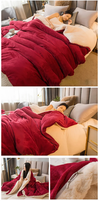 Wool Throw Blanket – Double-Sided Winter Bedspread