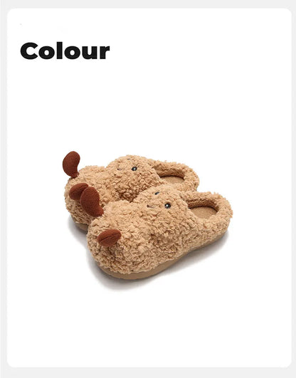 Peanut-Shaped Plush Cotton Slippers – Women’s Indoor Winter