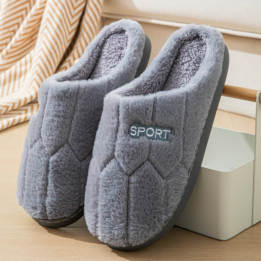 Thick-Soled Plush Cotton Slippers – Winter Indoor Unisex