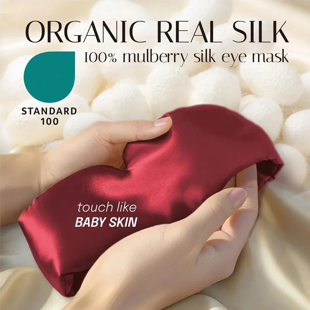 100% Mulberry Silk Sleep Mask – Soft, Adjustable, Anti-Wrinkle