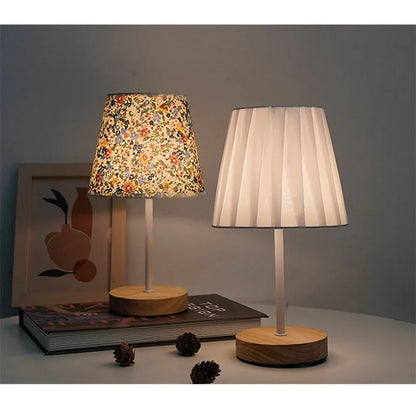 Solid Wood USB Desk Lamp – LED Bedside Night Light
