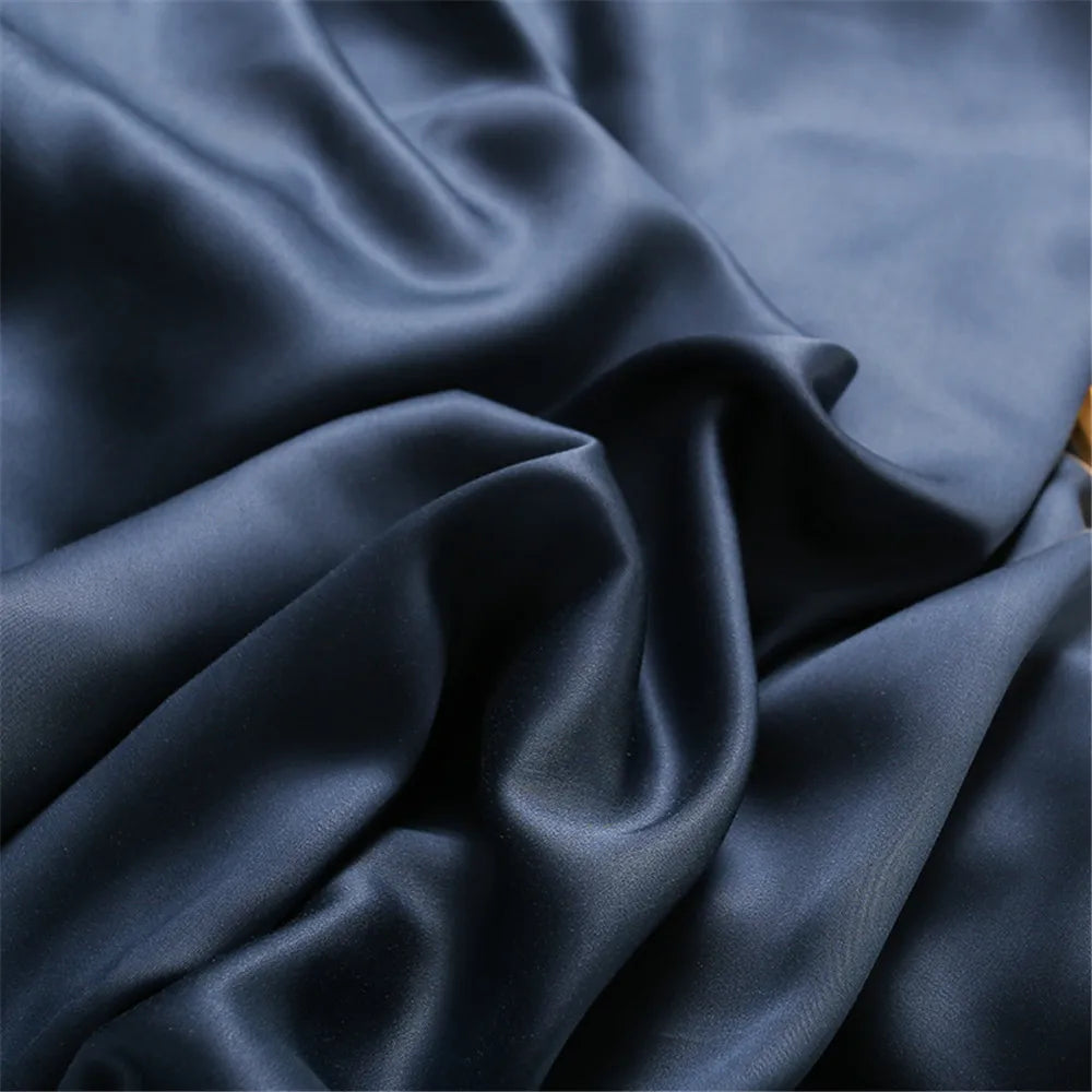 Sondeson 100% Silk Dark Blue Bedding Set – Queen & King