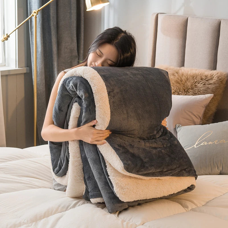 Wool Throw Blanket – Double-Sided Winter Bedspread